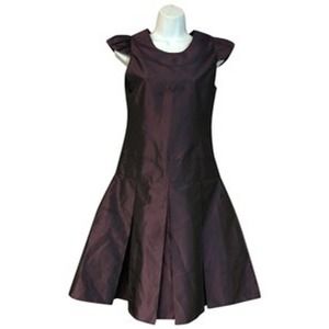 SITTING PRETTY EGGPLANT SATIN POLY PLEATED DRESS M